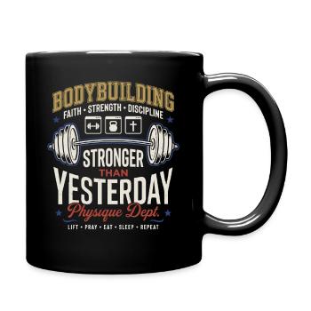 Bodybuilding Strength Faith Discipline - Full Colour Mug - black - Right