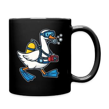 Diver Duck with Camera - Full Colour Mug - black - Right