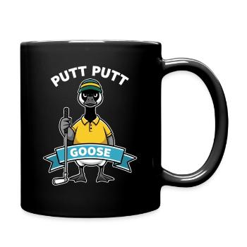 Golf lustige Gans - Tasse einfarbig - Schwarz - Rechts
