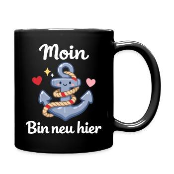 Moin am new here birth baby gift - Full Colour Mug - black - Right