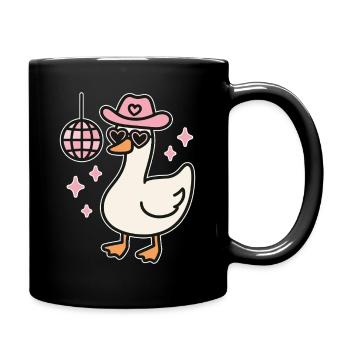 Kawaii Disco Duck avec des lunettes en forme de cœur - Mug uni - noir - Droite