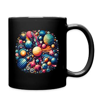 Buntes Planeten-Universum - Tasse einfarbig - Schwarz - Rechts