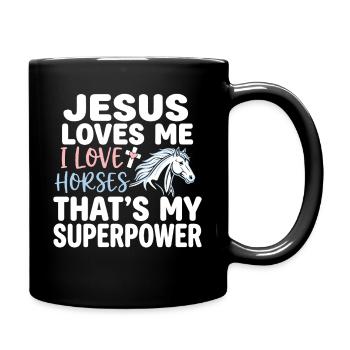 Jesus loves me, I love horses - Full Colour Mug - black - Right