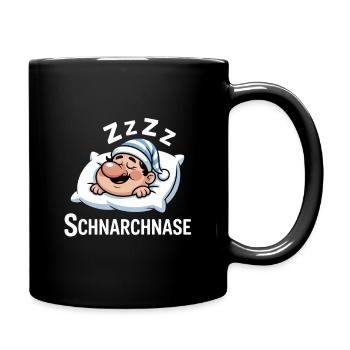 Funny Snoring Nose Sleepy Head Humor - Full Colour Mug - black - Right