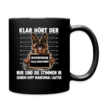 Hundehalter Geschenk Deutscher Schäferhund Gassi  - Tasse einfarbig - Schwarz - Rechts