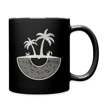 Tropical Vinyl Island Sunset Art - Full Colour Mug - black - Right