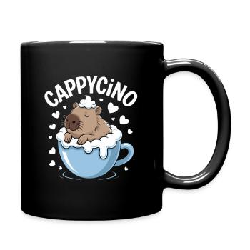 CAPPYCINO Funny Capybara Coffee Saying for - Full Colour Mug - black - Right