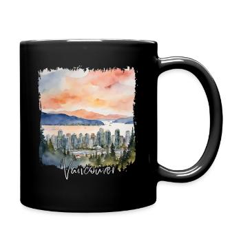 Vancouver Aquarell, Vancouver, Kanada - Tasse einfarbig - Schwarz - Rechts