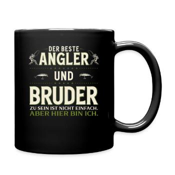 Angler Bruder Nicht einfach. Hier bin ich Angeln - Tasse einfarbig - Schwarz - Rechts
