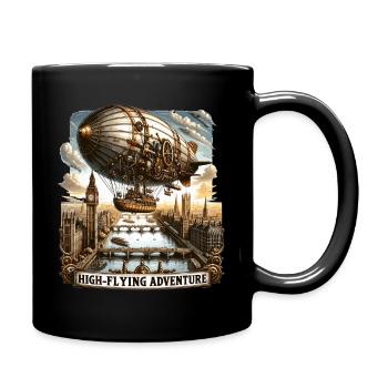 High-flying airship over London's horizon - Full Colour Mug - black - Right
