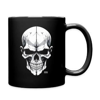Monochrom Totenkopf weiß - Tasse einfarbig - Schwarz - Rechts
