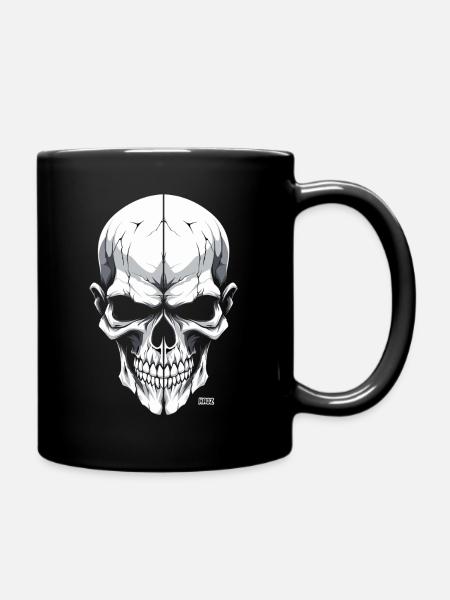 Monochrom Totenkopf weiß - Tasse einfarbig - Schwarz