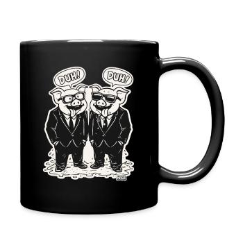 Pig duo in suit with DUH - Full Colour Mug - black - Right