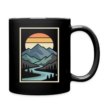 Abstract mountain landscape illustration - Full Colour Mug - black - Right