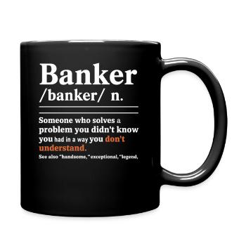 Banker Riddle Typo Shirt - Full Colour Mug - black - Right