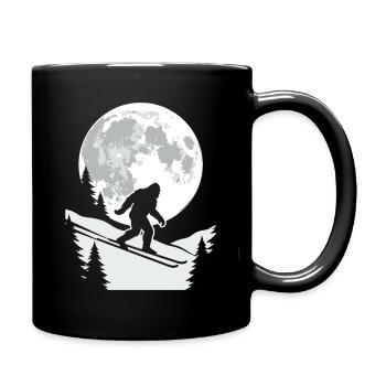 Bigfoot Skifahrer Mond - Tasse einfarbig - Schwarz - Rechts