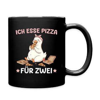 Werdende Mama Gans Pizza für Zwei - Tasse einfarbig - Schwarz - Rechts