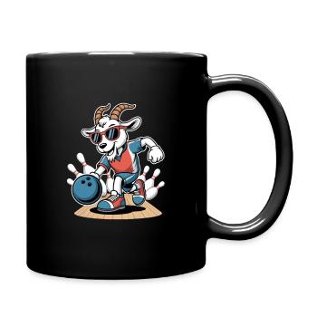Funny Bowling Goat Strike Cartoon Lane - Full Colour Mug - black - Right