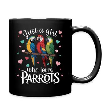 Three Parrots Macaws Parrot Lover Tropical - Full Colour Mug - black - Right