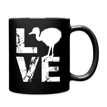 Nandu, Straußenkopf, Emu, Strauß - Tasse einfarbig - Schwarz - Rechts