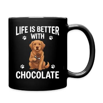 La vie est meilleure avec le motif du chien en chocolat - Mug uni - noir - Droite