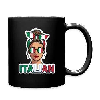 Italienisches Mädchen mit Flaggen-Sonnenbrille - Tasse einfarbig - Schwarz - Rechts