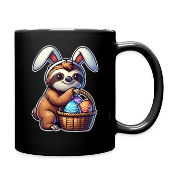 Ostern Faultier - Tasse einfarbig - Schwarz - Rechts