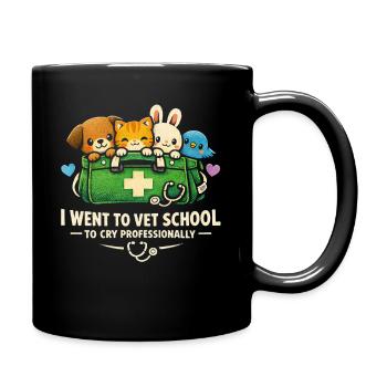 Tierarzt Tiermediziner Cry Professionally - Tasse einfarbig - Schwarz - Rechts