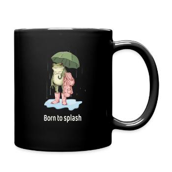 Cool frog in the rain- Born to splash - Full Colour Mug - black - Right