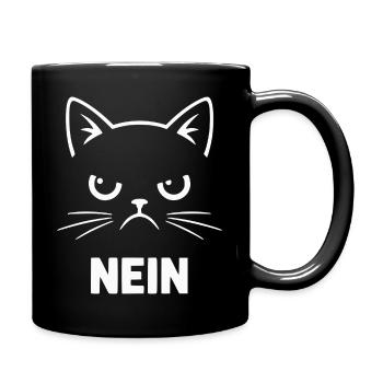 Nein Katzenkopf Illustration - Tasse einfarbig - Schwarz - Rechts
