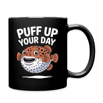 Puff Up Your Day - Puffer Fish Fun - Full Colour Mug - black - Right