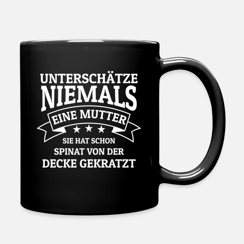 Mutter Shirt Humor Unterschätz Niemals Mama - Tasse einfarbig - Schwarz