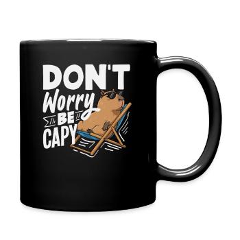 Don't Worry Be Capy Capybaras Cute Funny Animal - Full Colour Mug - black - Right