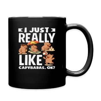 I just like capybaras really cute funny - Full Colour Mug - black - Right