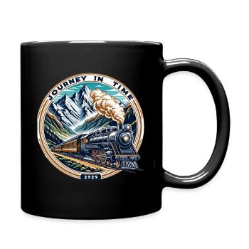 Locomotive à vapeur dans la forêt montagneuse - Mug uni - noir - Droite