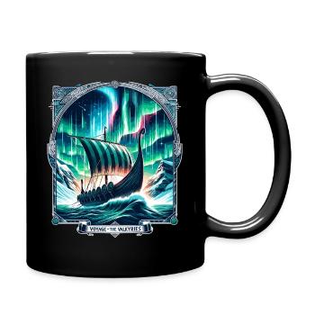 Vaisseau viking dans le paradis des aurores boréales - Mug uni - noir - Droite