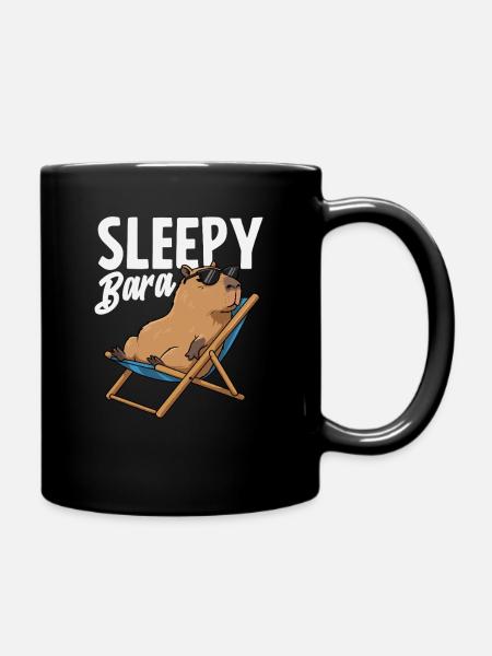 Bara Capybaras endormi Animal mignon et drôle - Mug uni - noir