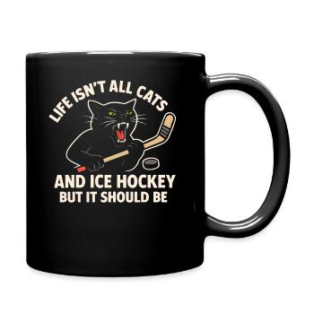 Hockey Katze Humor Eishockey Fan Geschenkidee - Full Colour Mug - black - Right