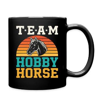 Team Hobby Horse Steckenpferd Sunset Design - Tasse einfarbig - Schwarz - Rechts