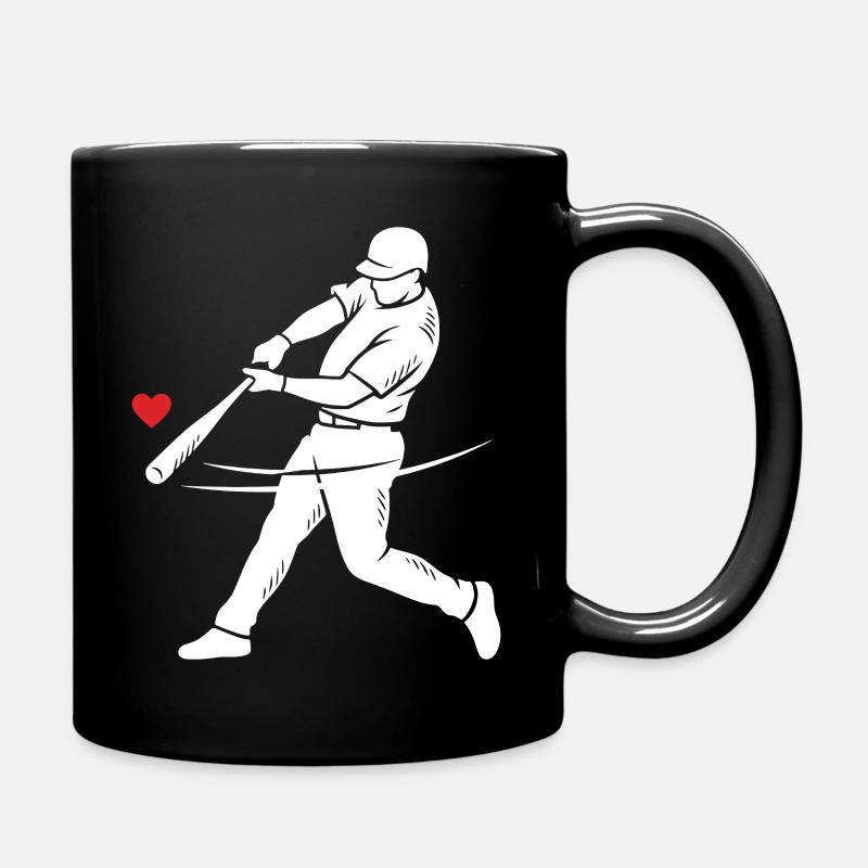 Baseball Schlagmann Silhouette Herz - Tasse einfarbig - Schwarz