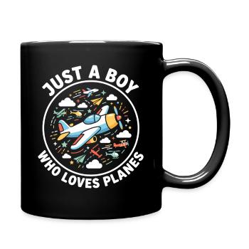 Just A Boy Who Loves Planes Motif - Full Colour Mug - black - Right