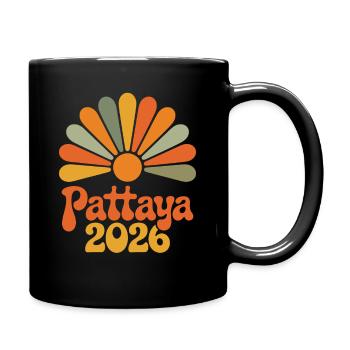 Pattaya 2026 Sonnenbogen Logo - Tasse einfarbig - Schwarz - Rechts