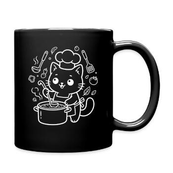 Kawaii Cat Chef Cooking - Full Colour Mug - black - Right