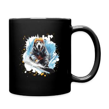 Labrador Hund Snowboard - Tasse einfarbig - Schwarz - Rechts
