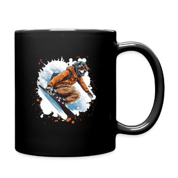 Greyhound Hund Snowboard - Tasse einfarbig - Schwarz - Rechts