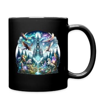 Verzauberter Turmwald Traum - Tasse einfarbig - Schwarz - Rechts