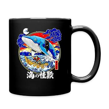 Sushi Wal Japanische Kunst Große Welle Fuji - Tasse einfarbig - Schwarz - Rechts