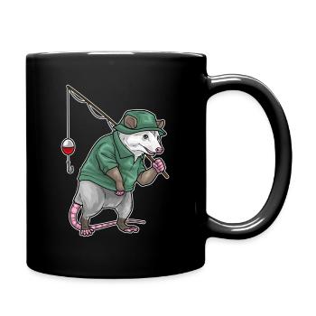 Beutelratte Angler Angelrute Angeln - Tasse einfarbig - Schwarz - Rechts