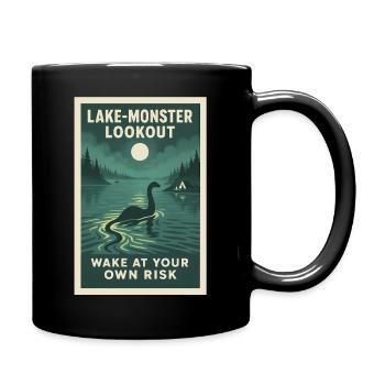 Seeungeheuer-Wache | Grusel am See - Tasse einfarbig - Schwarz - Rechts