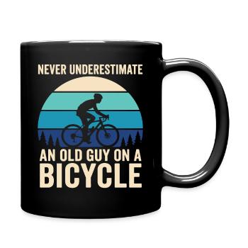 Never Underestimate Old Guy Bicycle - Full Colour Mug - black - Right